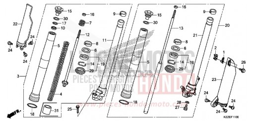 FOURCHETTE AVANT CRF250LAH de 2017